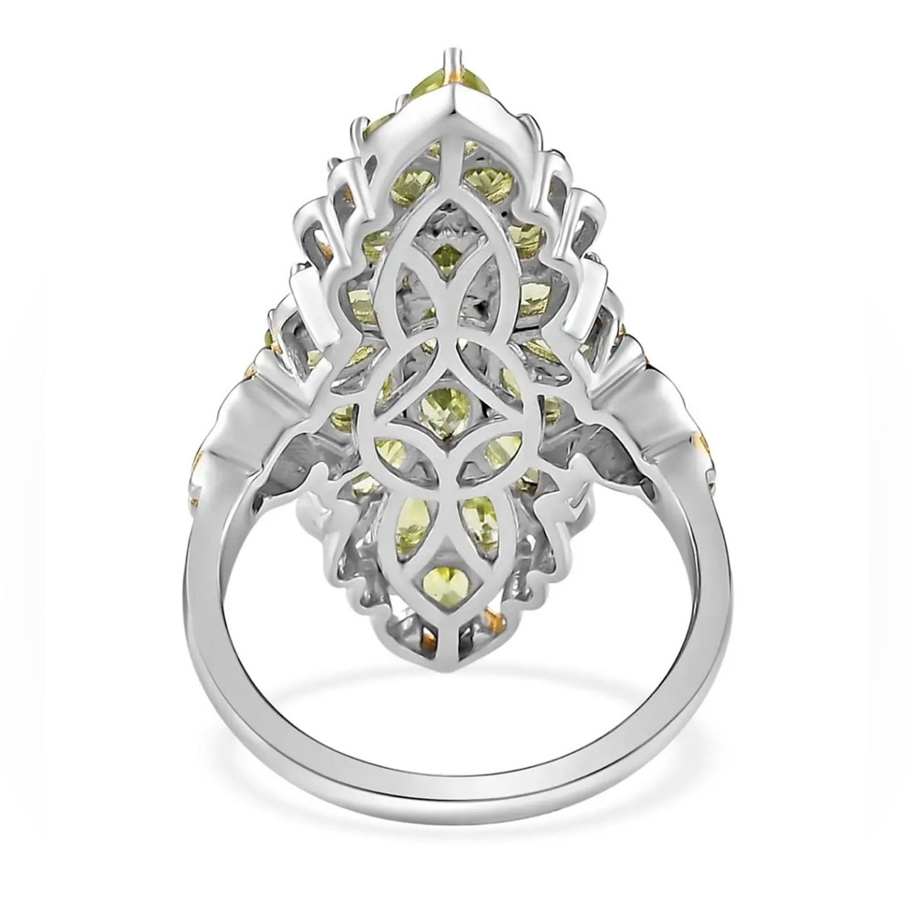 SOLD - Peridot In Platinum Plated Sterling Silver & Gold Vermeil - SOLD - Picture 7 of 10